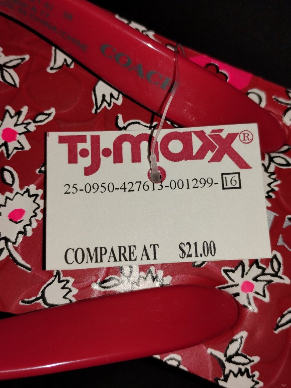 Coach Red Floral Flip Flops - Size 8 - Picture 8 of 13